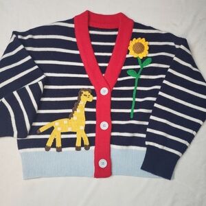 Women's Cardigan with Giraffe and Sunflower Size Medium Stripes